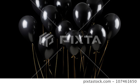 Black balloons on dark background on the day of sales black Friday Black balloons on dark background on the day of sales black Friday 107461650