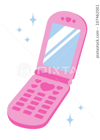Illustration of a pink flip phone (foldable mobile phone) Illustration of a pink flip phone (foldable mobile phone) 107462001