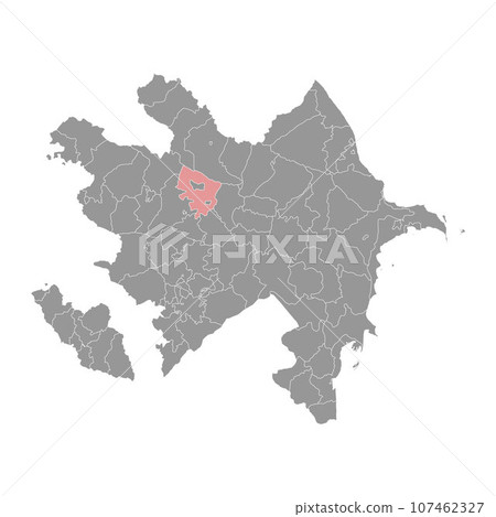 Yevlakh district map, administrative division of Azerbaijan. 107462327