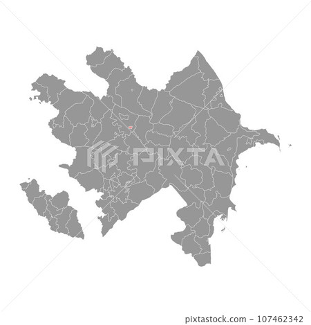 Yevlakh city map, administrative division of Azerbaijan. 107462342