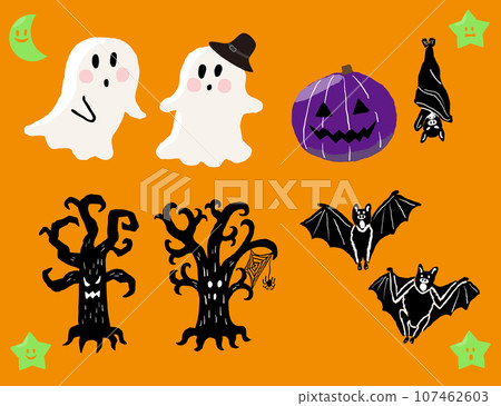 12-piece set of Halloween ghosts, pumpkins, trees, bats, moon and stars 12-piece set of Halloween ghosts, pumpkins, trees, bats, moon and stars 107462603