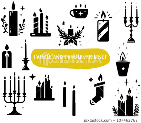 一套蠟燭和燭台,簡單的輪廓 一套蠟燭和燭台,簡單的輪廓 107462762