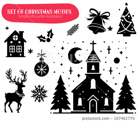 Christmas motif set, silhouette illustration 107462770
