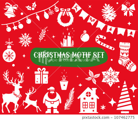 Christmas motif set, silhouette illustration Christmas motif set, silhouette illustration 107462775