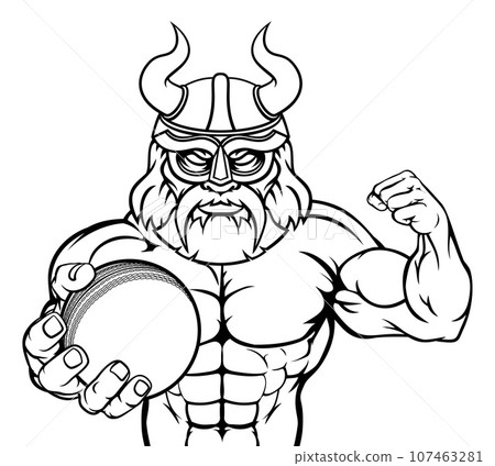 Viking Cricket Sports Mascot 107463281