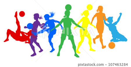 Soccer Female Football Women Players Silhouettes Soccer Female Football Women Players Silhouettes 107463284