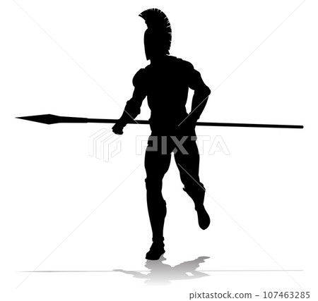 Spartan Silhouette Gladiator Trojan Greek Warrior Spartan Silhouette Gladiator Trojan Greek Warrior 107463285