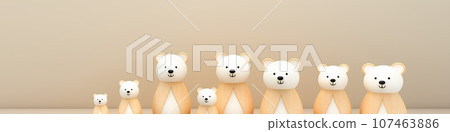 Cute polar bear icon (horizontal) 3D 107463886