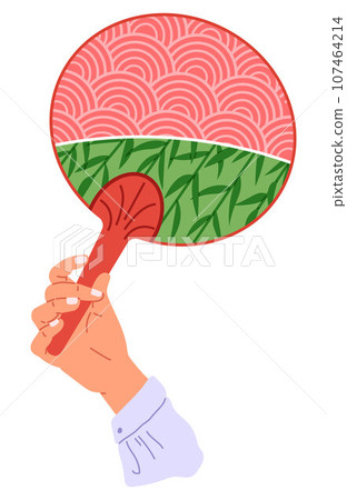 Chenese and Japanese hand fan. Vector illustration. A Japanese fan, dance of colors and designs A beauty geishfan, harmony of grace and art A Chinese fan, testament to depth of ancient culture 107464214