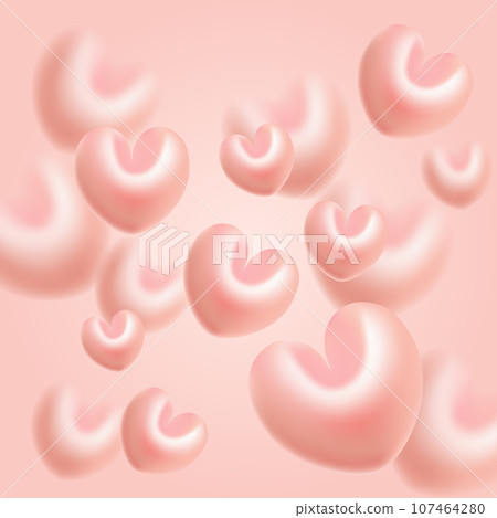 Pink and blurred 3D hearts vector illustration design. Pink and blurred 3D hearts vector illustration design. 107464280