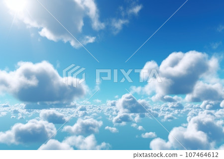 Bright sunny sky with white clouds, the season of spring or summer. Generative AI 107464612