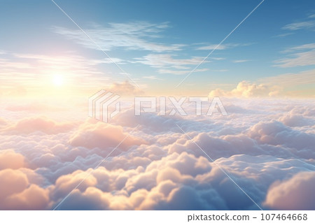 Bright sunny sky with white clouds, the season of spring or summer. Generative AI 107464668