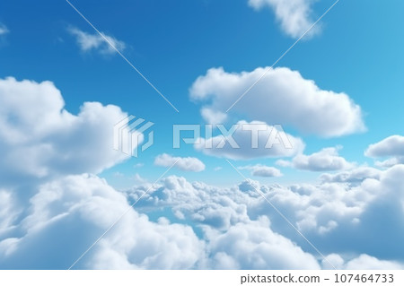 Bright sunny sky with white clouds, the season of spring or summer. Generative AI 107464733