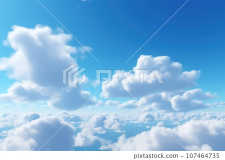 Bright sunny sky with white clouds, the season of spring or summer. Generative AI 107464735