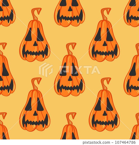Cute pumpkin character seamless pattern for Halloween 107464786