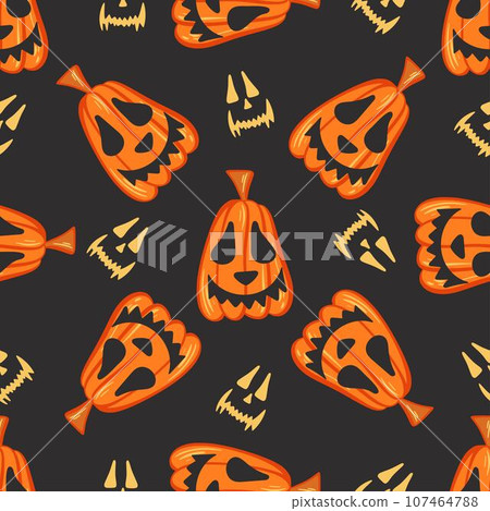 Halloween pumpkins seamless pattern vector illustration Halloween pumpkins seamless pattern vector illustration 107464788