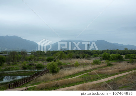 Bicycle path along Yeongsangang River 107464955