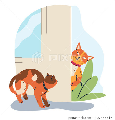 Spying, observing and sneaking. Vector illustration. Looking out, cautionary measure against unforeseen events Peeking person, subtle onlooker hidden from obvious Spy, master of observation 107465516