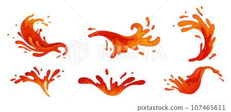 Water and juice splash liquide. Vector Illustration. A wave shape, timeless symbol of seas restless spirit A drop shape, subtle hint at essence of all liquids A dripped droplet, moment frozen tomato 107465611