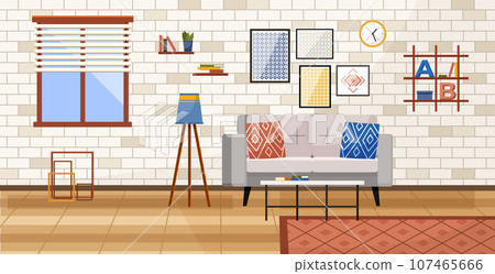 Home office. Interior vector illustration. Work from home. Office space designed to enhance creativity and innovation Welcoming and inspiring atmosphere Room functional and comfortable workspace 107465666