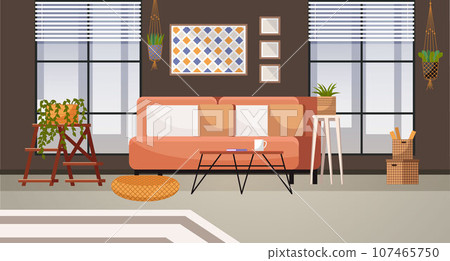 Home office. Interior vector illustration. Work from home. Flats interior design strikes a balance between aesthetics and functionality Modern workplace is constantly evolving Enjoys working in 107465750