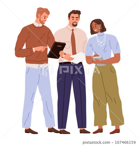 People office work. Vector illustration. People in office work in dynamic and fast-paced environment Office workers value open communication and collaboration in office work A worker employee shows 107466159