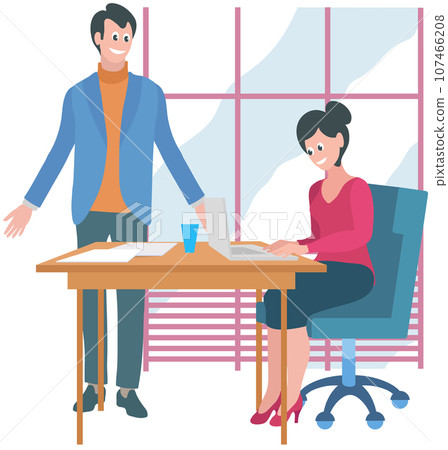 A man talking to a colleague in an office - Stock Image - F010