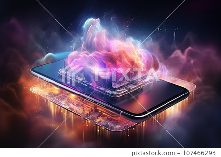 Mobile Phone Technology Connects to the Internet, Surfing the Multiverse World, Cyberspace, Future, Digital 107466293
