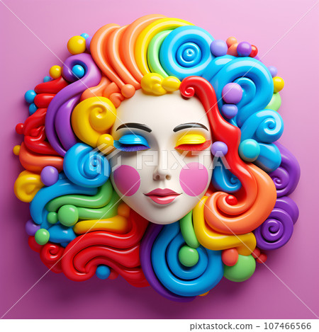 Colorful 3D Clay Rainbow women 107466566