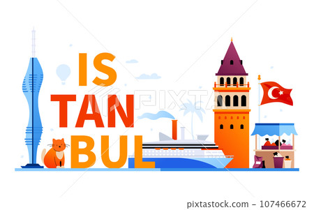 Welcome to Istanbul - modern colored vector illustration Welcome to Istanbul - modern colored vector illustration 107466672