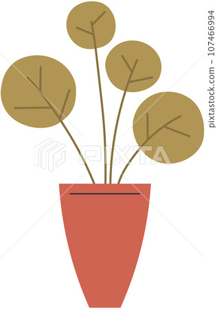 Home or office plant in pot. Vector illustration. Foliage plant in pot for interior. Home plant in flowerpot. Houseplants isolated on white. Trendy green home decor. Houseplant in ceramic container 107466994