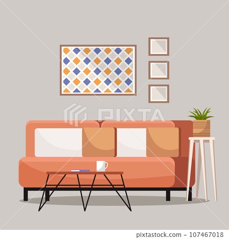 Home office. Interior vector illustration. Work from home. Office had open floor plan, encouraging collaboration among employees Remote work provides freedom to design workspace that suits individual 107467018