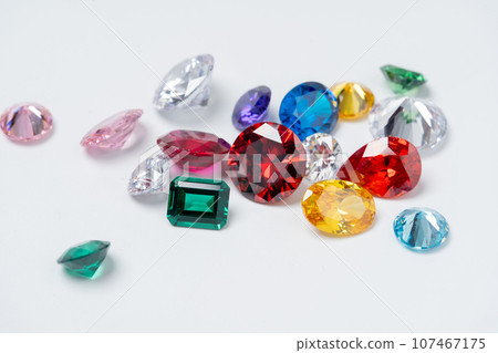 Bright gems isolated on a white background 107467175