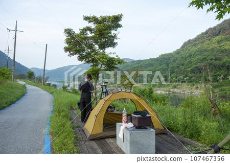 Bicycle path along the Seomjingang River Bicycle path along the Seomjingang River 107467356