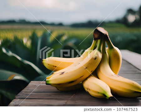 Detailed vivid hyperrealistic bananas captivate cozy atmosphere 107467523