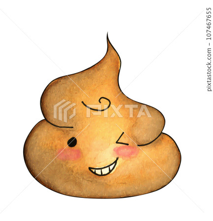 Watercolor painting of Smiling Poop. 107467655