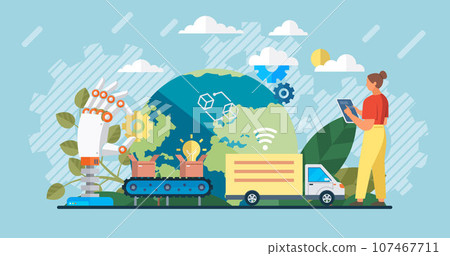 Automation business. Vector illustration. Mechanical technology machine engineering symbol Business process automation, business process workflow, automated business system Technology for delivery 107467711