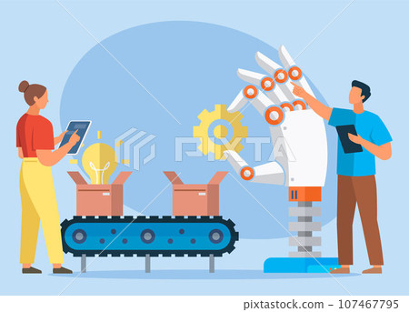 Automation business. Vector illustration. Selecting RPA mode Intelligent system automation delivery of things technology of business automation system AI artificial intelligence Industry, productivity Automation business. Vector illustration. Selecting RPA mode Intelligent system automation delivery of things technology of business automation system AI artificial intelligence Industry, productivity 107467795