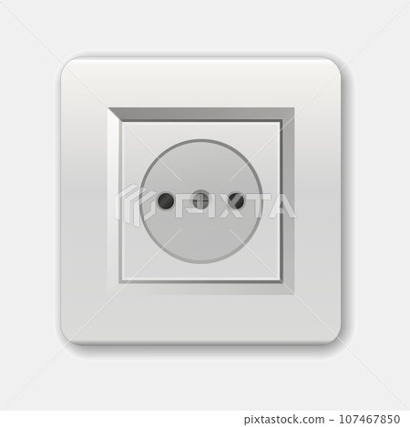 Realistic socket. Used in the Europe and Russia. Adapters. Isolated electrical equipment on wall. Type F. Vector multiple standards socket for plug Realistic socket. Used in the Europe and Russia. Adapters. Isolated electrical equipment on wall. Type F. Vector multiple standards socket for plug 107467850