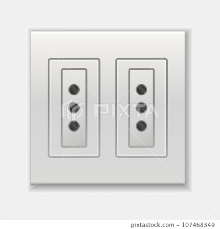 Realistic socket. Used in the Italy and Chile. Adapters. Isolated electrical equipment on wall. Type L. Vector multiple standards socket for plug Realistic socket. Used in the Italy and Chile. Adapters. Isolated electrical equipment on wall. Type L. Vector multiple standards socket for plug 107468349