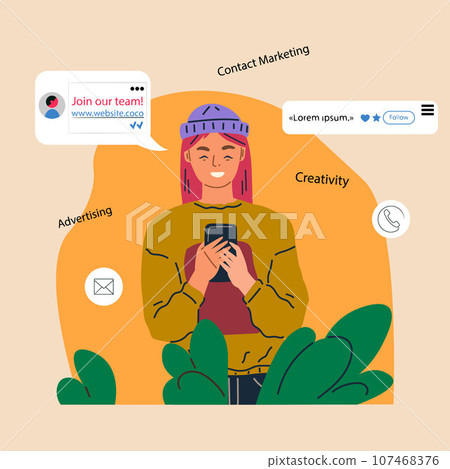 Woman holding smartphone and peeking behind bushes, curious girl digs into someone elses phone, Surprised, curiosity, listening, discovery and pay attention concept. Incredulous spy nosy female Woman holding smartphone and peeking behind bushes, curious girl digs into someone elses phone, Surprised, curiosity, listening, discovery and pay attention concept. Incredulous spy nosy female 107468376