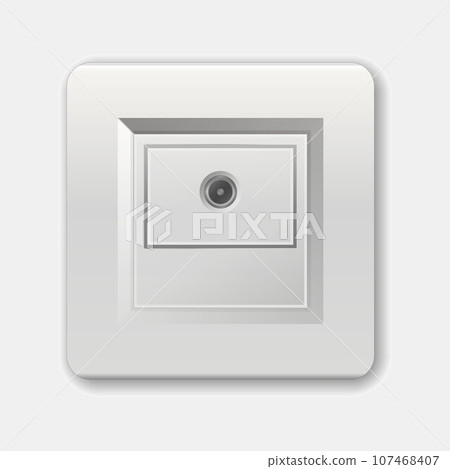 Realistic socket. Tv socket vector illustration. Adapters. Isolated electrical equipment on wall for television cable. Vector multiple standards socket for plug. Ac adapters for electrical appliances 107468407