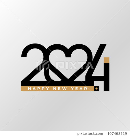 Happy New Year typography logo 2024. 107468519