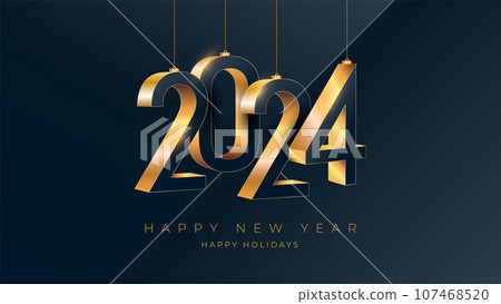 Happy New Year 2024 greeting card design template 107468520