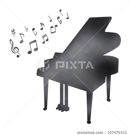 水彩風格三角鋼琴剪影 水彩風格三角鋼琴剪影 107470322