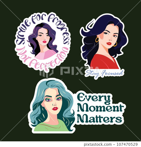 Sticker of Emma and the quote, Strive for progress not perfection 107470529