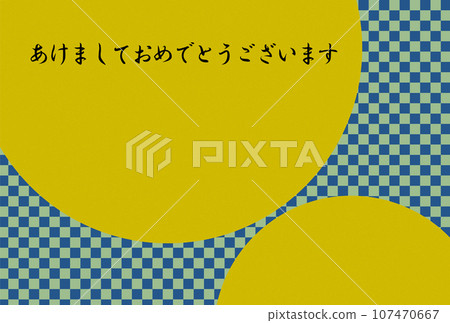 Gold moon and azure illustration background with checkered pattern letters 107470667