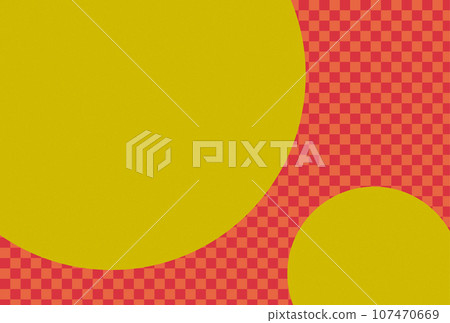 Gold moon and red illustration background with checkered pattern 107470669