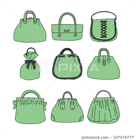 綠色手袋插畫集 綠色手袋插畫集 107470777