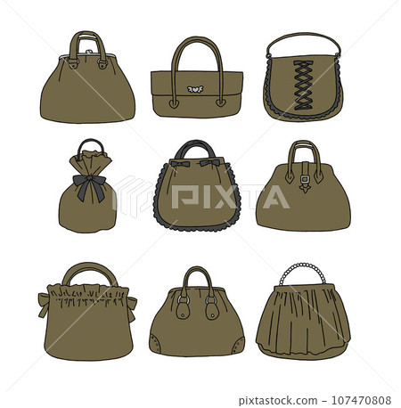 Illustration set of brown handbag 107470808